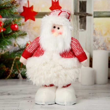 Soft toy "Santa Claus in a magnificent fur coat" 19*55 cm (folded 37 cm), red-white