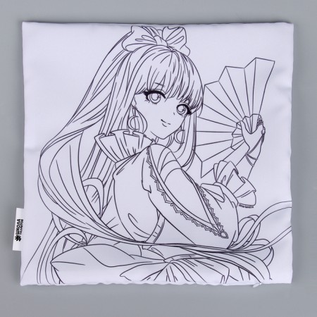 Pillowcase for coloring "Girl with fan", 30 x 30 cm-2