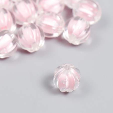 Plastic beads "Ball ribbed - internal color pink" set 20 g 1.2x1.1 cm-1
