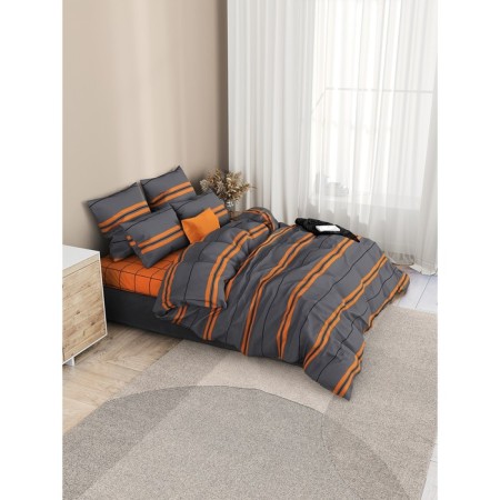 Bed linen with a sheet on an elastic band 2 oh orange, size 180x200 cm, 175x215 cm, 50x70 cm - 2 pcs-3
