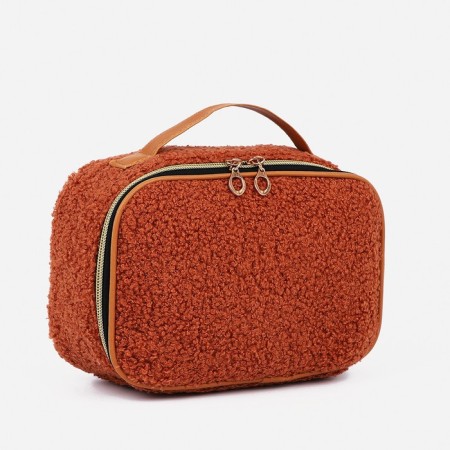 Cosmetic bag with a lining, brown color