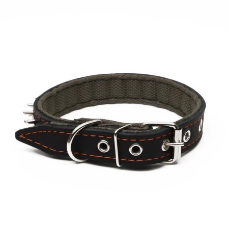 Collar combined leather/tarpaulin "Hedgehog", 55 x 2.5 cm, Osh 35-45 cm, black-1