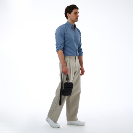 Male bag over the shoulder, Textura, artificial leather, black color-7