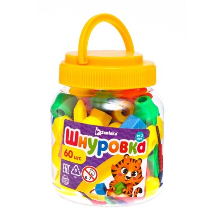 Lacing in the bank "Funny Beads", 60 pcs., According to Montessori Methods-4