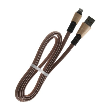 Lightning cable - usb, 2.4 a, braid fabric, flat, 1 meter, brown-2