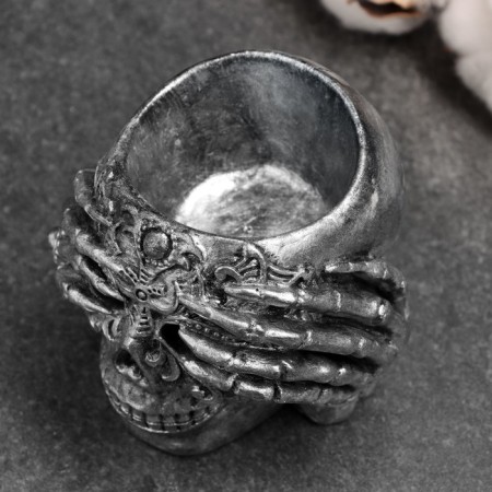 Figure pot "Skull" 9x9x8cm, silver-4
