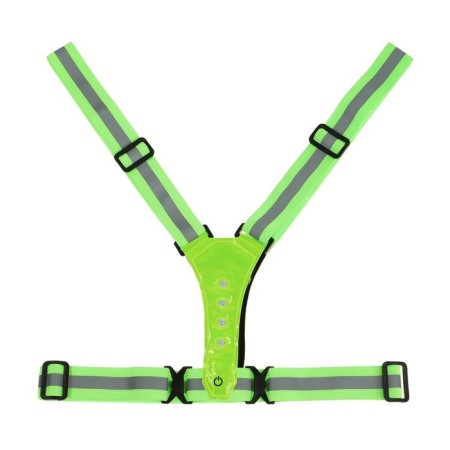 Signal vest, reflecting with adjustable size, light green, LED signal, 4 modes-2