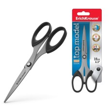 Scissors 16 cm, Erichkrause Top Model, with an increased thickness of blades, black
