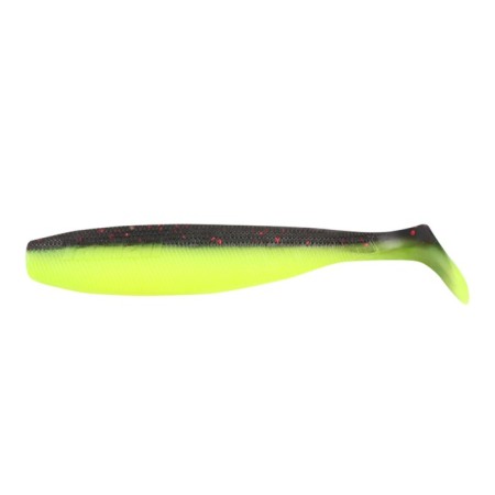 The Yaman Pro Sharky Shad, 9.5 cm, color #32-Black Red Flake/Chartreuse, 5 pcs.