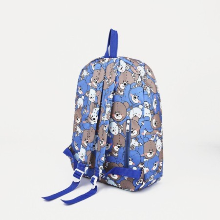 School backpack on lightning from textiles, external pocket, blue color-3