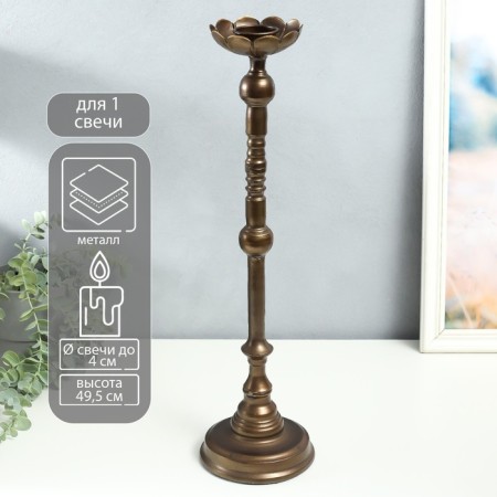 Summary Metal for 1 candle "Monica" aged bronze 13.5x13.5x49.5 cm