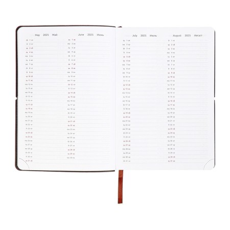 Dated diary 2025, A5 168 sheets, Devente. Saltos, soft leatherette cover, perforation, liesse, block 70, brown-13