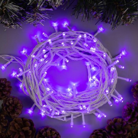 Garland “thread” 10 m, IP20, white thread, 100 LED, purple glow, 8 modes, 220 V