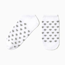 Women's hearts socks, white/gray color, rr 23-25