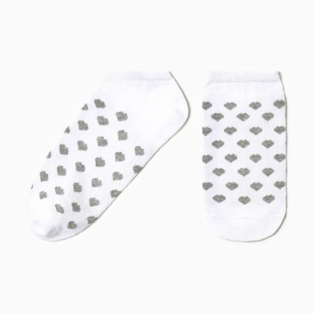 Women's hearts socks, white/gray color, rr 23-25