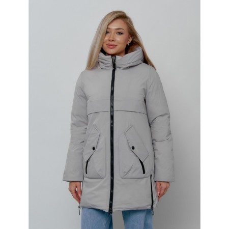 Women's winter jacket, size 44, light gray color-8