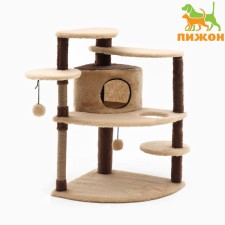 Complex for cats with a claw, corner, collapsible, 60 x 60 x 92 cm, beige