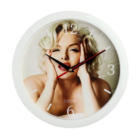 The clock is wall, interior, "Merlin Monroe", silent, D-28 cm, white-1