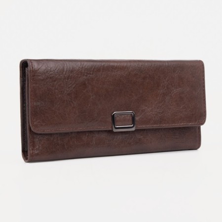 Women's wallet on the button, brown color