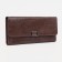 Women's wallet on the button, brown color