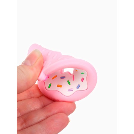 Silicone teething for teeth "Donut", pink/yellow color, crumb me-5