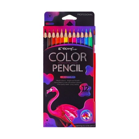 Pencils of watercolor 12 colors, in a cardboard box, triangular, der, with cysts, animal mix-9