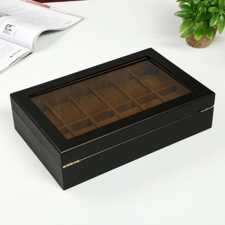 Casket Wood for the clock 12 "Black matte" 8.3x31x20 cm-5