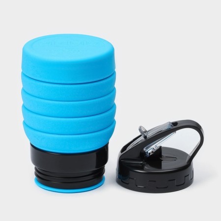 Water bottle folding shade "Stone", silicone, 530 ml, 7 × 21 cm, blue color-8