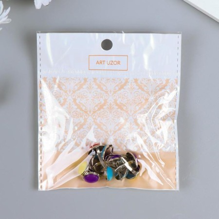 Brads for scrapbooking "Drops of paint" set 10 pcs mix 1.5x1.1x1.1 cm-2