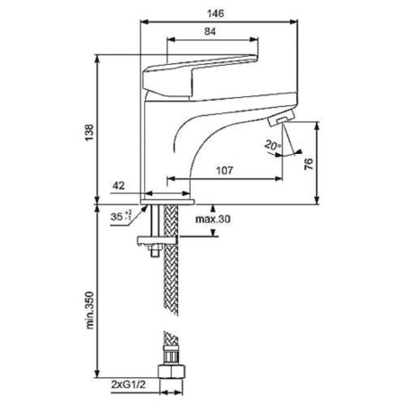 VIDIMA sink mixer "Balance", cast surfaces of 107 mm, without a bottom valve, chrome-1