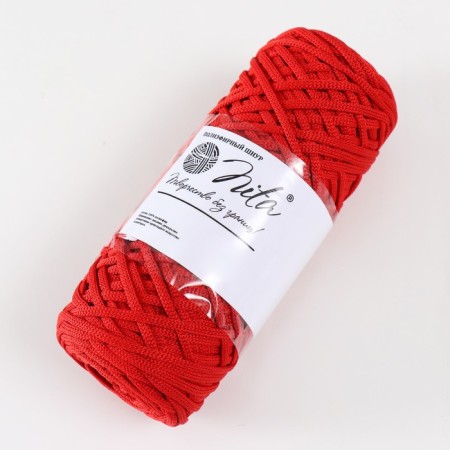 Knitting cord 100% polyester, width 3 mm 100m (red)-1