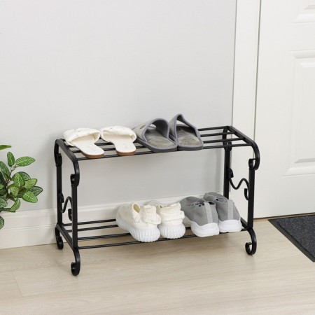 Standard shoe stand, 2 tiers, 60 × 30 × 40 cm, black color, mix