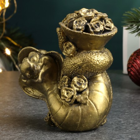 Figure "Snake with flowers" Old gold, 7x7x5cm-1