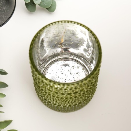 Glass of glass per 1 candle "Mirror bubbles" pistachi 12.5x10x10 cm-2