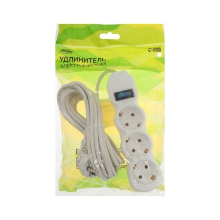 Extension cord Luazon Lighting Eco, 3 sockets, 4.5 m, 10 A, 2200 W, PVS 3x1 mm2, with salary, with off-5