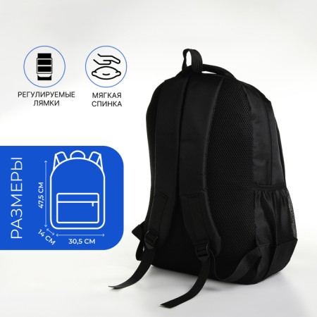 Youth backpack on a zipper, 4 pockets, black/blue color-1