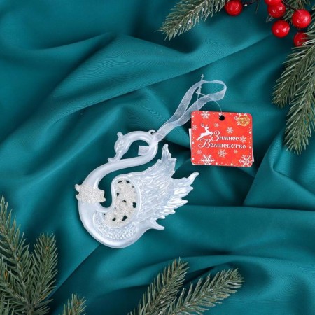 Jewelry decoration "Swan Greatness Bloss" 10x11 cm, white-2