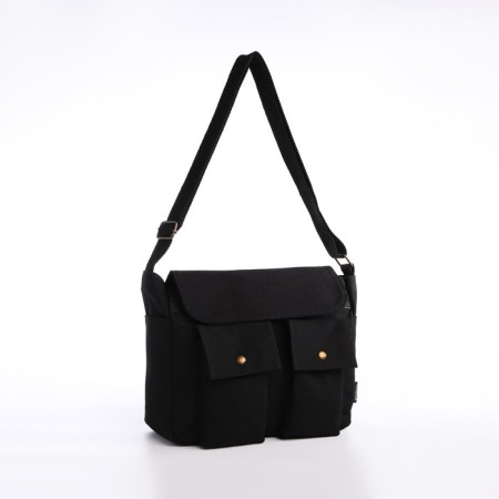 Youth bag with zipper, black color-1