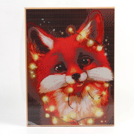 Diamond mosaic with a full filling on a canvas with a subframe of the fox, 30 x 40 cm-1