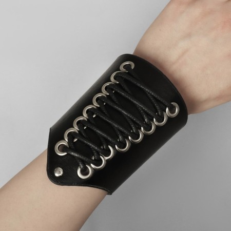 Bracelet Skin "Cuff" on lacing, black-silver color-2