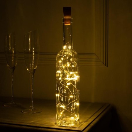 Garland "thread" 2 m Rosa with a traffic jam, IP20, silver thread, 20 LED, glow warm white, lr44x3