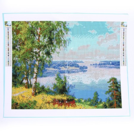 Diamond mosaic with full filling on the canvas "Birch", 40 x 50 cm-4