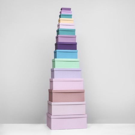 A set of rectangular boxes of 15v1 "lavender" 47.5 x 36 x 17.5- 13 x 8 x 4.5 cm-2