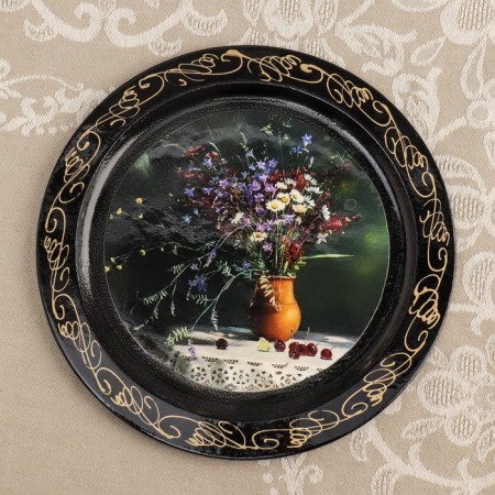 Panel-melting "Flowers", D = 18 cm, lacquer miniature, mix-5