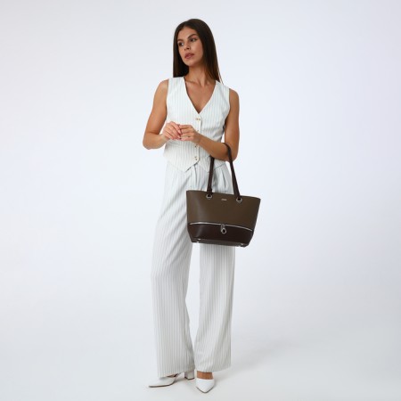 Bag Female Tout on the zipper David Jones, brown color-5