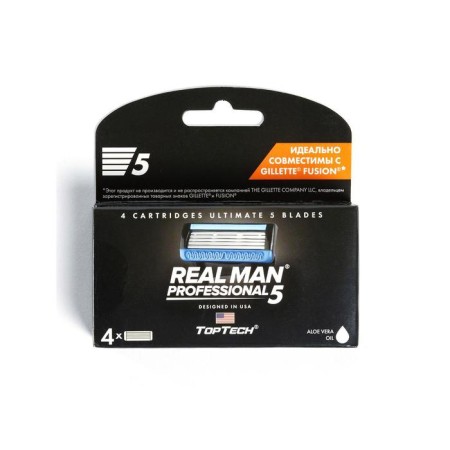 Replaceable Toptech Razor 5 Toptech 5, compatible with Gillette Fusion 5, 4 pcs. With 5 blades-2