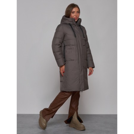Coat insulated winter female, size 46, dark gray color-2