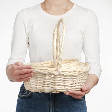 A set of wicker baskets, willow, 3 pcs., Oval, white, large-1