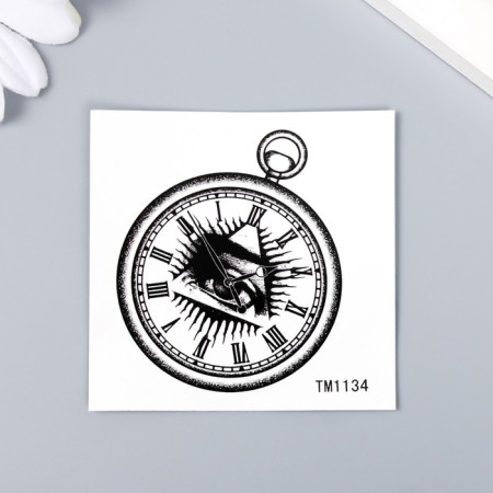 Tattoo on the body Black "View of Time" 6x6 cm