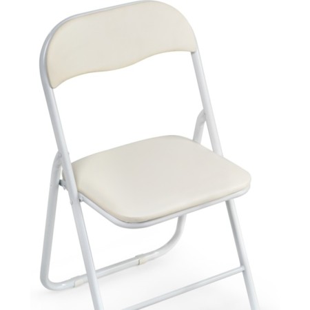 Fold 1 Metal Carcass chair, metal/eco -leather, white/beige 43x40x77 cm-5